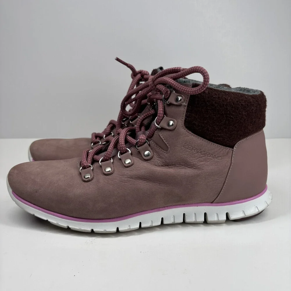 Cole Haan ZERØGRAND Women's 9.5B Mauve/Pink Leather Waterproof Hiker Boot W14044